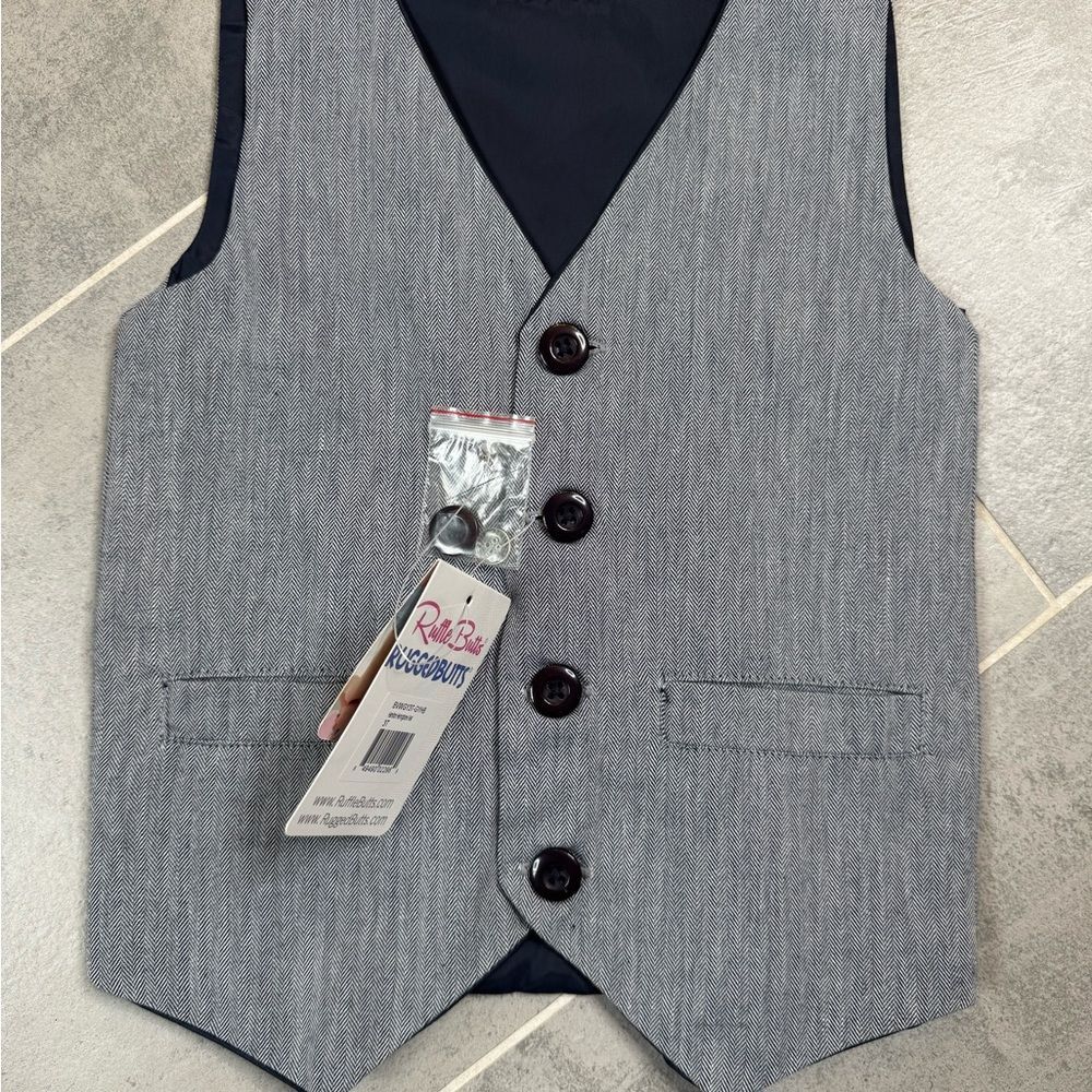 Rugged Butts Gray Herringbone Vest New Lined 3T